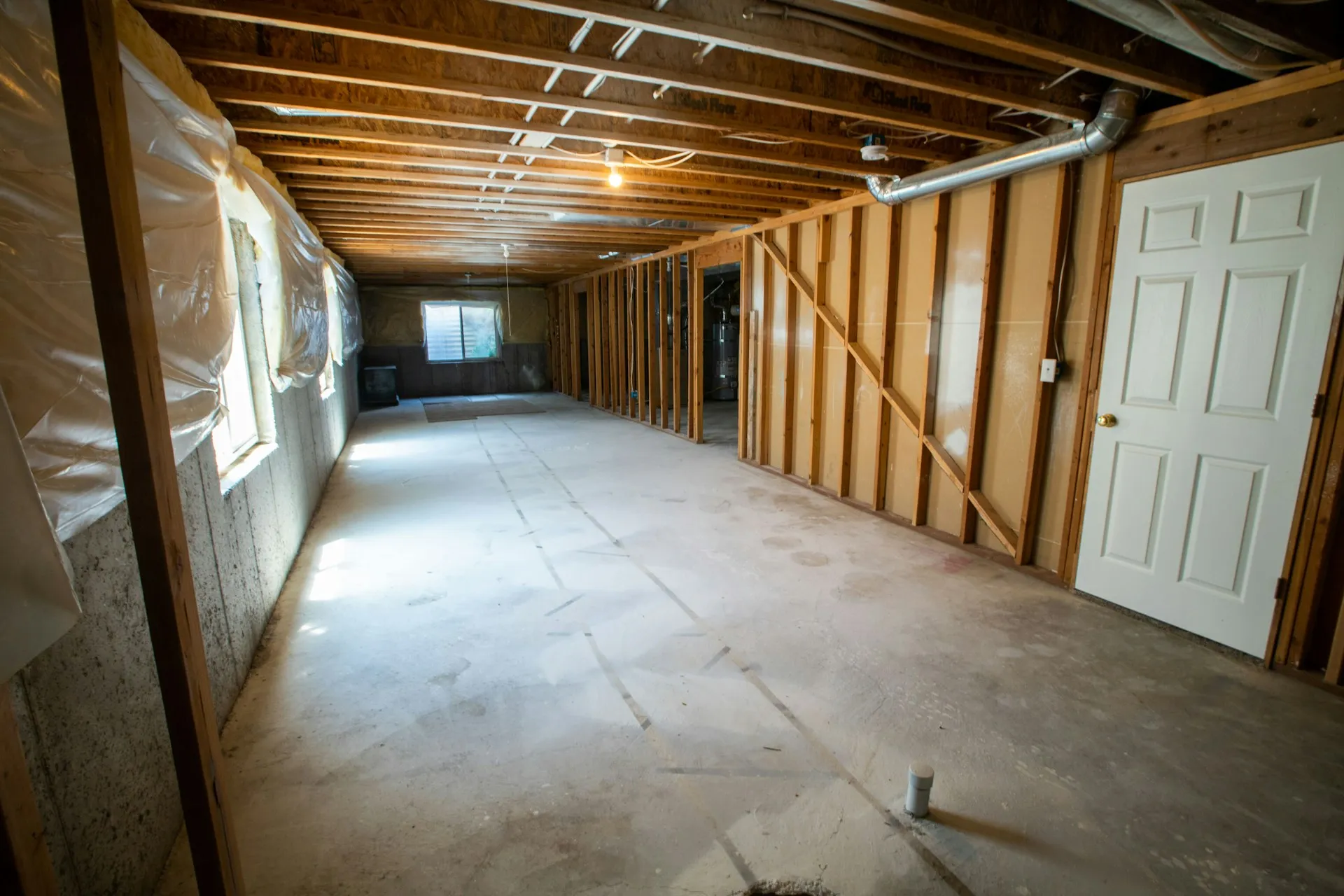 Open basement ready for drywall